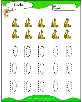 okul öncesi 1 sayısı çizgi çalışması